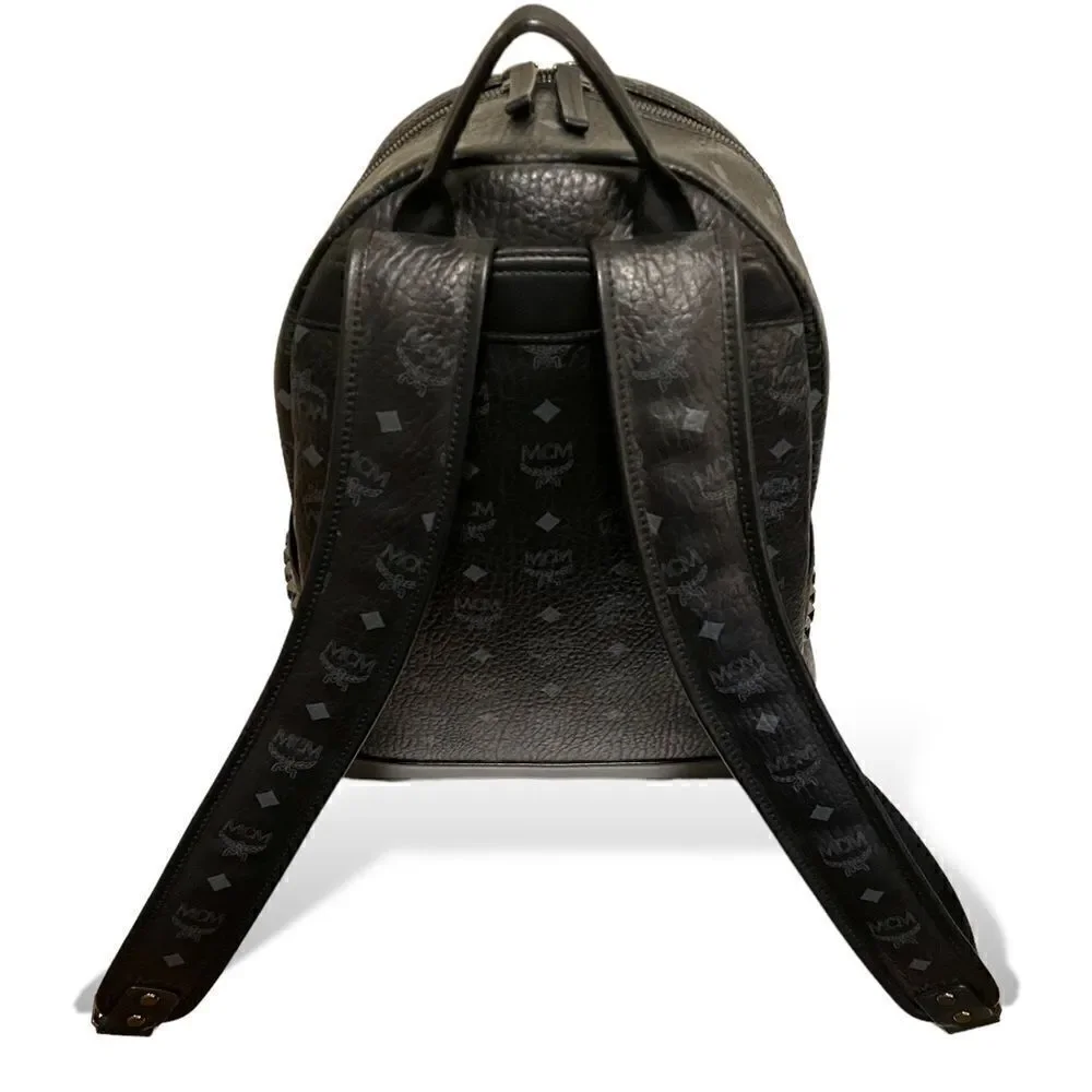 MCM Blk/Gry Monogram Stark Side Studs Backpack in Visetos |Size: 42.5cm|